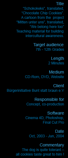 "Schokokeks" or CHocolate ChipCookies, a cartoon from the project "Mitten unter uns" – teaching material to build intercultural awareness